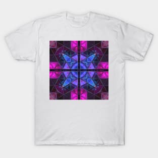 Mosaic Kaleidoscope Square Blue and Purple T-Shirt